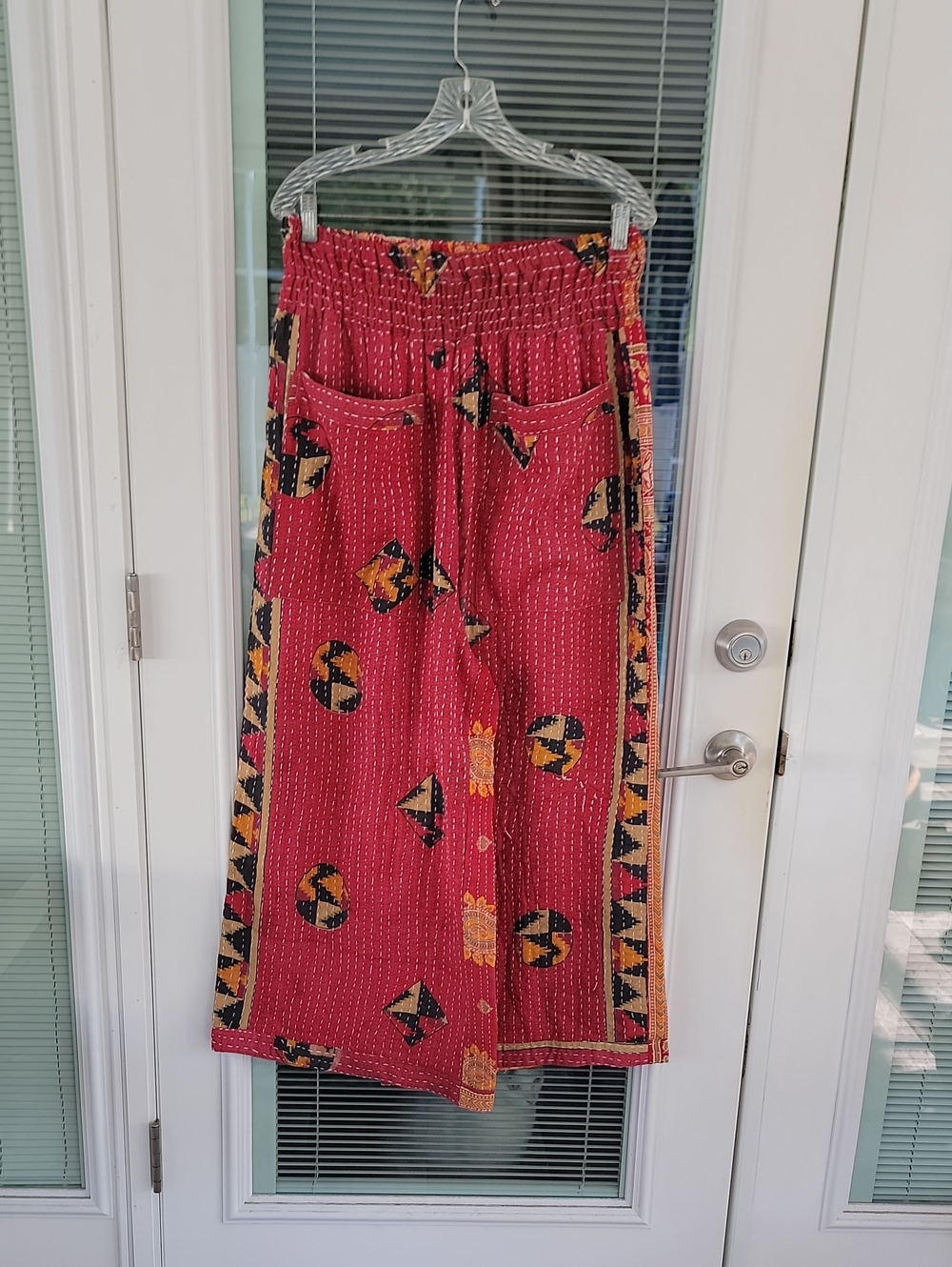 NWT Kantha Bohemian Wide-Leg Printed Cotton Pants OS Fits Most